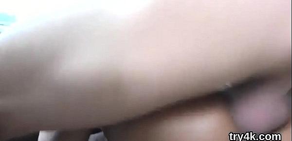  Sweet chick sucks penis in pov and gets soft vagina plowed